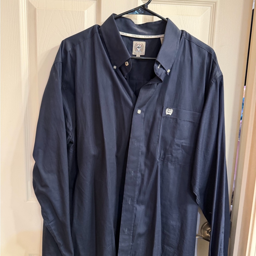 Cinch Navy Shirt with Embroidered Crest